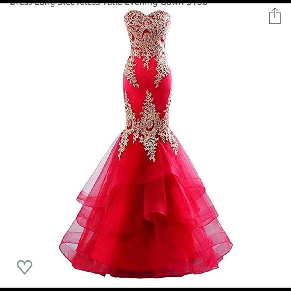 Red mermaid evening gown